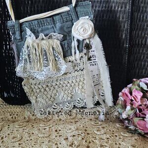 Antique Lace Jabot or Belt Hippie Chic Festival Art To Wear Tattered Magnolia